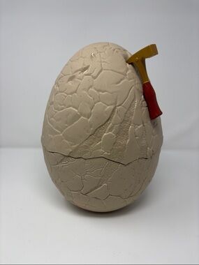 Large Beige Cracked Egg Surprise Toy with Hammer and dinosaur bones